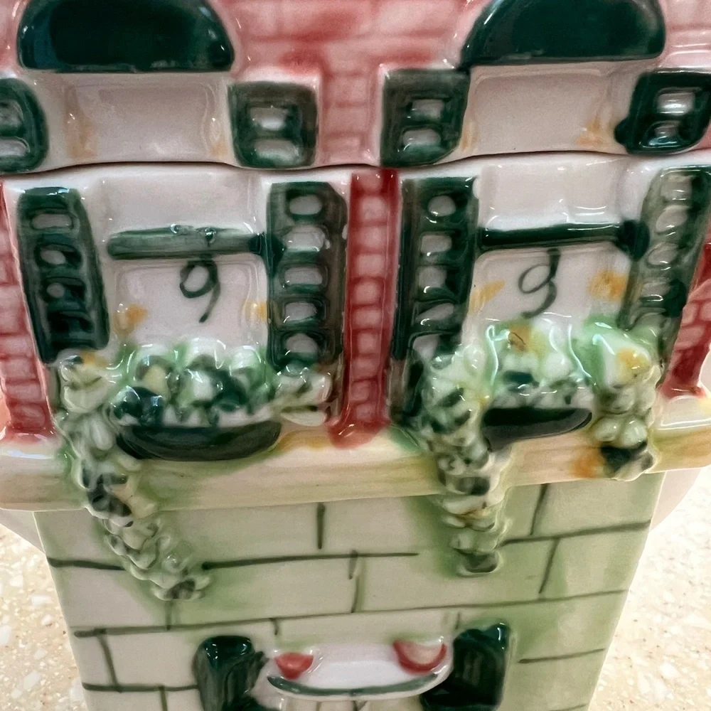 Vintage CAFE stone front Building House Ceramic Tea Pot